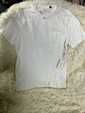 Five Four White Short-Sleeve Henley with Pocket